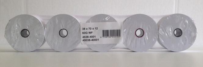 100 Kassenrollen 38x70x12, 44 m
