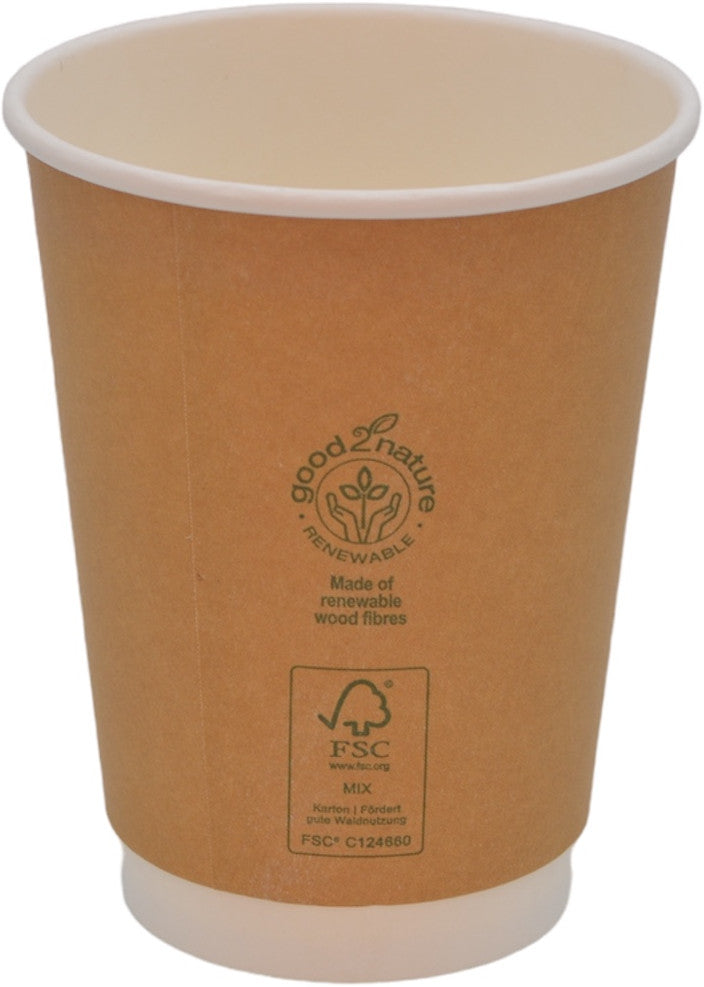 500x G2N Coffee To Go Becher – Double-Wall Isolierbecher aus Karton, FSC®-zertifiziert, braun/weiß