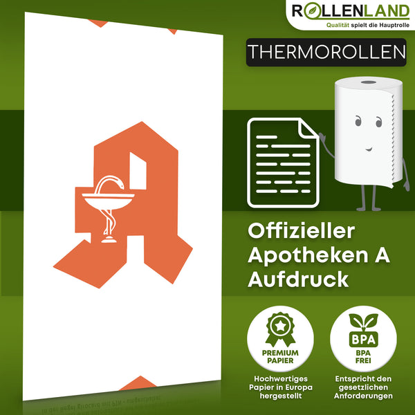 40 Thermorollen 80x80x12, 80 m, ohne Bisphenol-A (BPA), mit rotem Apotheken "A"
