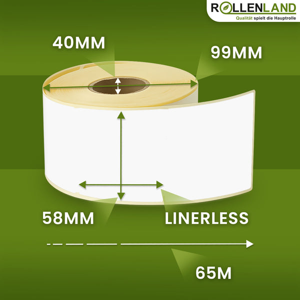 Thermoetiketten Linerless 58x99x40, 65 m, 30 Rollen