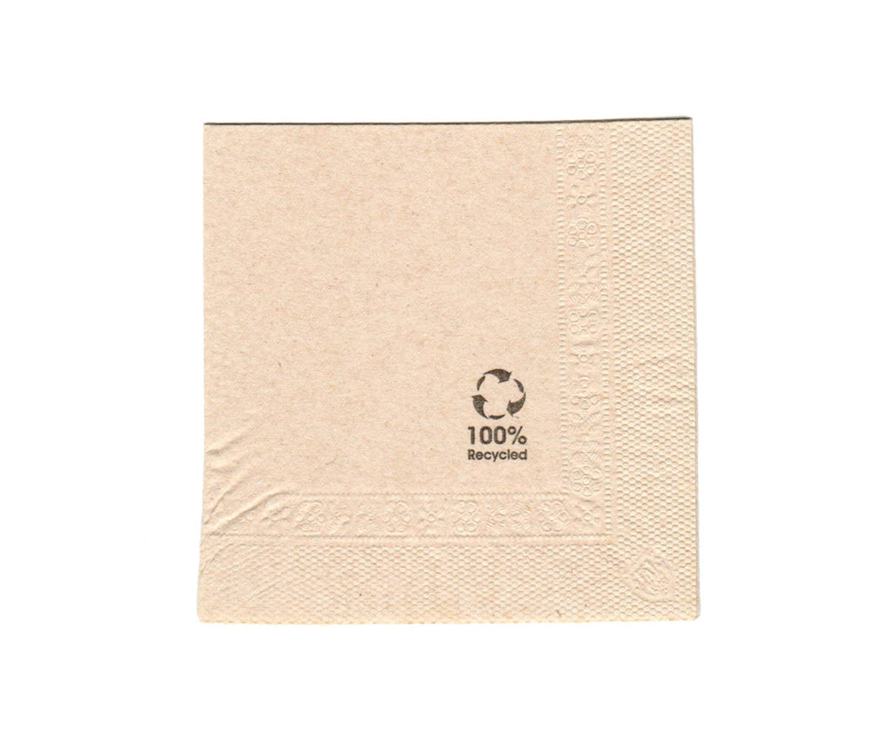 Eco Serviette – 2-lagig, 1/4 Falz, naturbraun, 100% Recyclingmaterial