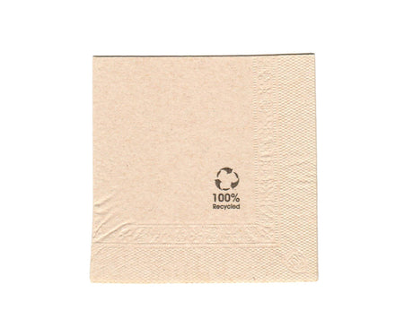 Eco Serviette – 2-lagig, 1/4 Falz, naturbraun, 100% Recyclingmaterial