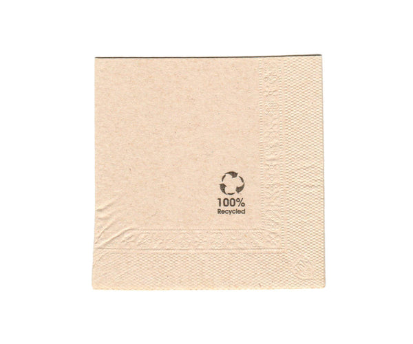 Eco Serviette – 2-lagig, 1/4 Falz, naturbraun, 100% Recyclingmaterial