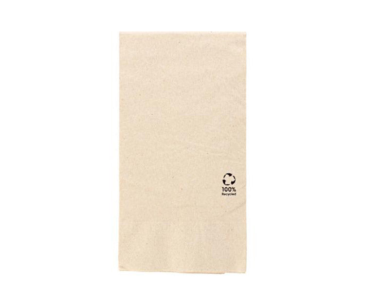 2000x Eco Serviette 33 x 33 cm – 2-lagig, 1/8 Buchfalz, naturbraun, 100% Recyclingmaterial
