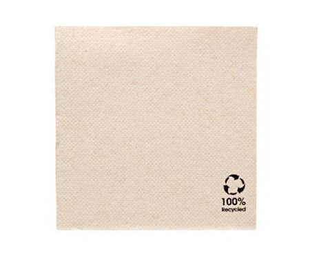 Eco Serviette Double Point – 2-lagig, 1/4 Falz, naturbraun, 100% Recycled