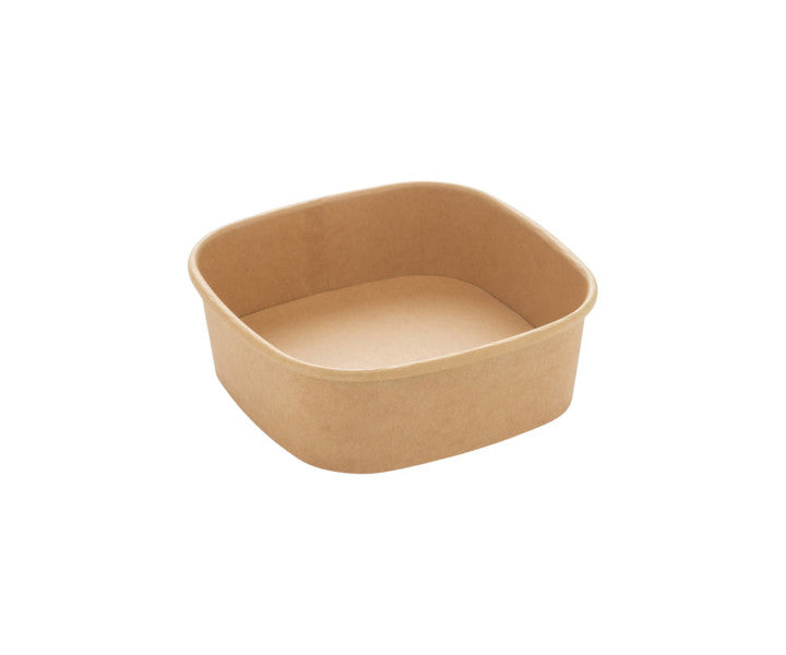 300x G2N Salatschale quadratisch 13 x 13 cm – To-Go-Schale aus Karton, kraftbraun, PE beschichtet