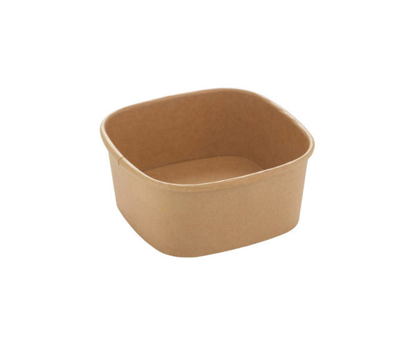 300x G2N Salatschale quadratisch 13 x 13 cm – To-Go-Schale aus Karton, kraftbraun, PE beschichtet