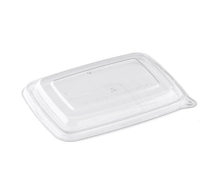 300x rPET-Deckel rechteckig, transparent – passend für BePulp Menüschalen aus Zuckerrohr Bagasse