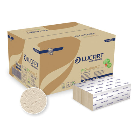15x200 Blatt Lucart Falthandtücher EcoNatural  22,5 x 24 cm – 2-lagig, Z-Falz, naturbraun