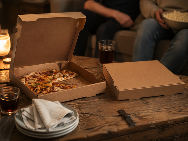 100x G2N Pizzakarton – stabiler Karton, kraftbraun, aus Mikrowellenpappe, FSC®-zertifiziert