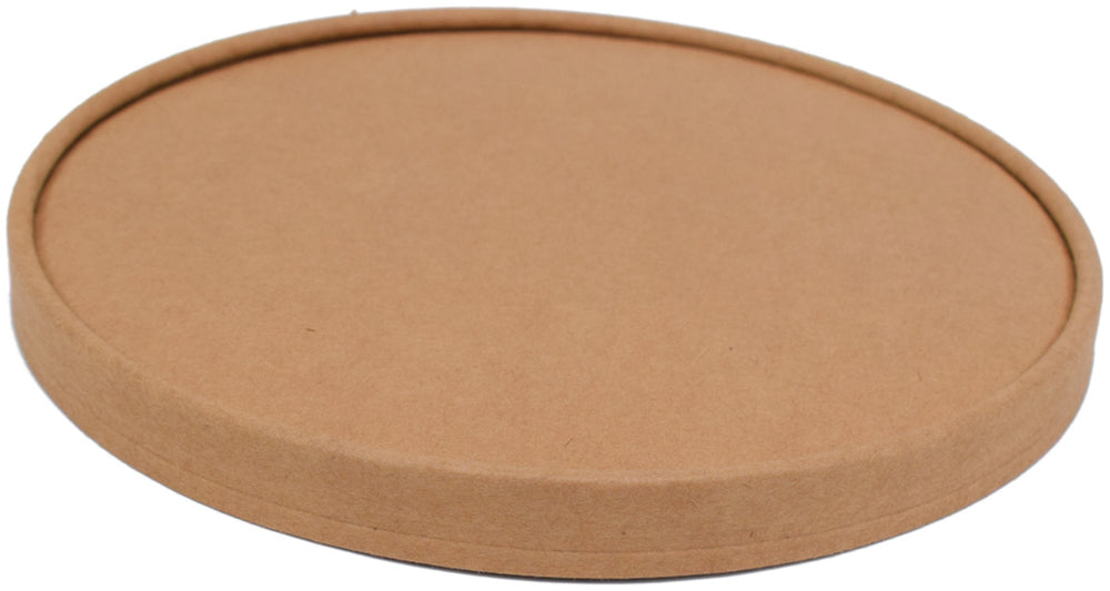 150x Pappdeckel rund, kraftbraun, für warme Speisen – passend für Salatschalen Ø 185 mm