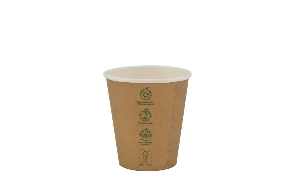 1000x G2N Coffee To Go Becher – Single-Wall Becher aus Karton, plastikfrei beschichtet, kompostierbar & recyclebar, braun/weiß