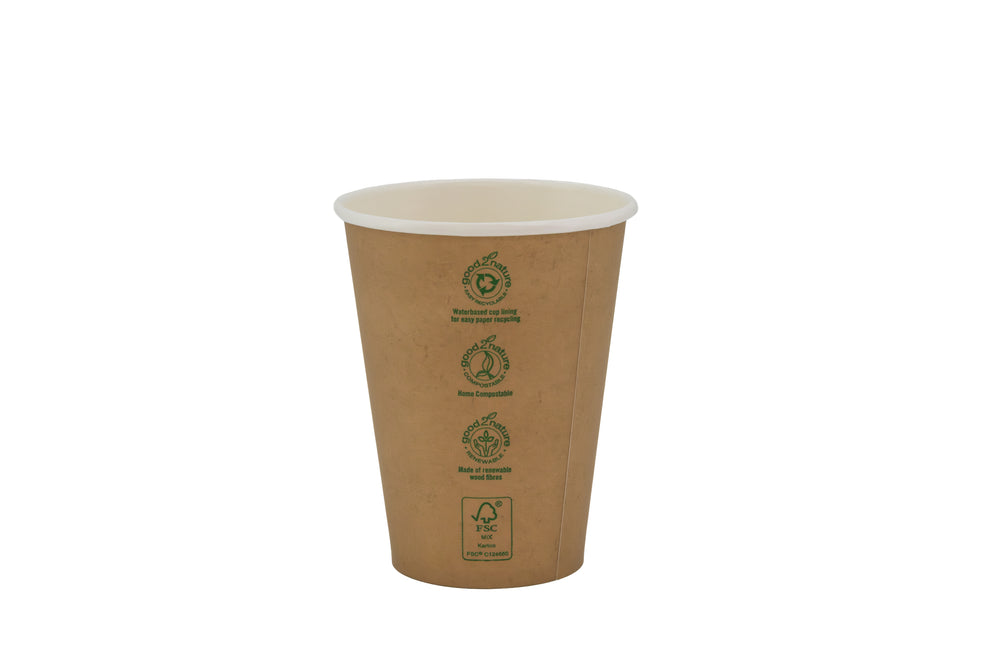 1000x G2N Coffee To Go Becher – Single-Wall Becher aus Karton, plastikfrei beschichtet, kompostierbar & recyclebar, braun/weiß
