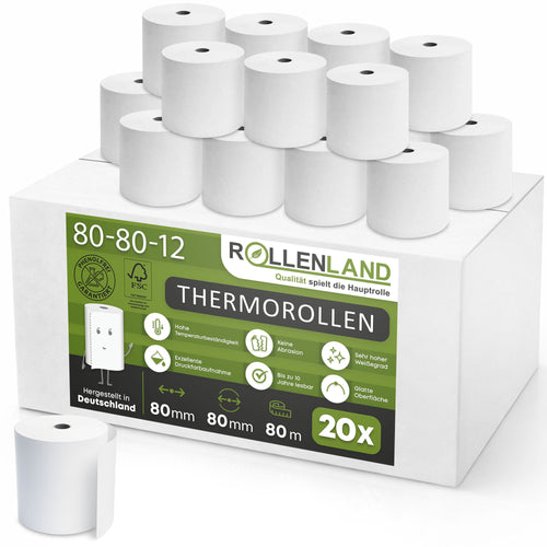 Karton mit 20 Thermorollen 80x80x12, 80 m ohne Bisphenol-A (BPA) mit VERIFONE-Aufdr.