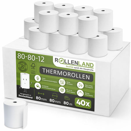 40 Thermorollen 80x80x12, 80 m ohne Bisphenol-A (BPA)