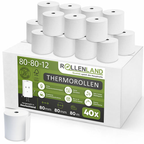 Karton mit 40 Thermorollen 80x80x12, 80 m ohne Bisphenol-A (BPA)