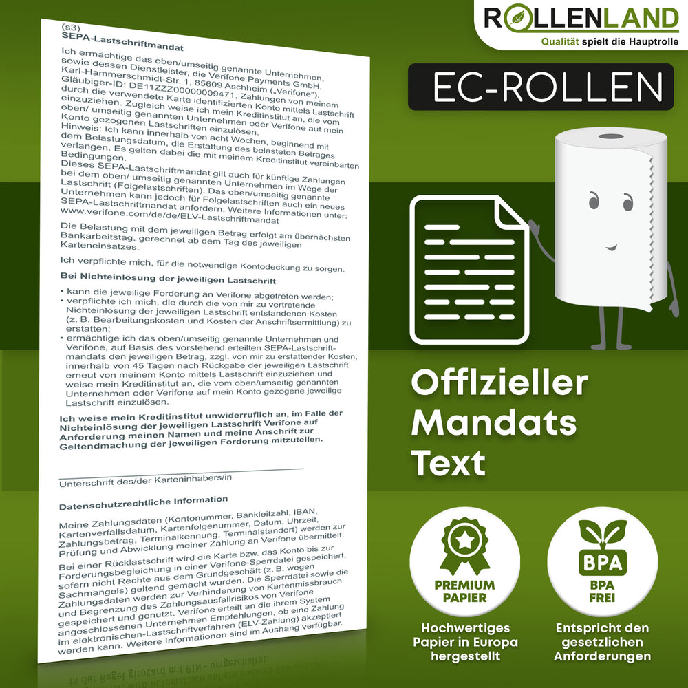 20 Thermorollen 80x80x12, 80 m ohne Bisphenol-A (BPA) mit VERIFONE-Aufdr.